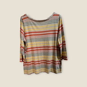 Talbots Orange, Yellow, and Green Striped  T Shirt